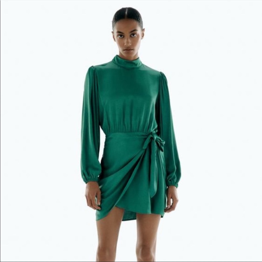 Zara High Neck Dress in Green